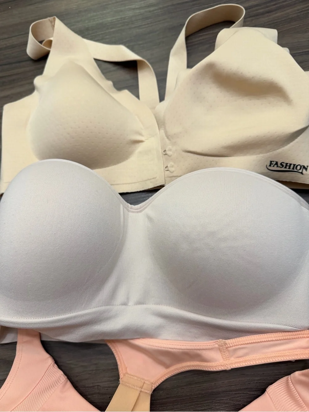 3-Pack Seamless Bras in Peach, Ivory & Cream sz L bundle lots of - Picture 3 of 9
